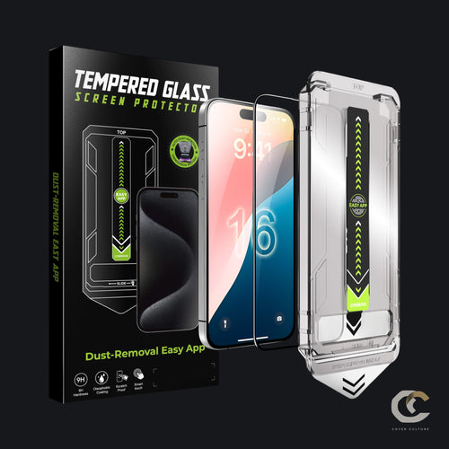 HD tempered glass screen protector pack with applicator