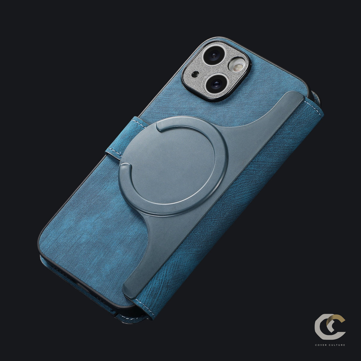 Blue case back showing the magnetic ring